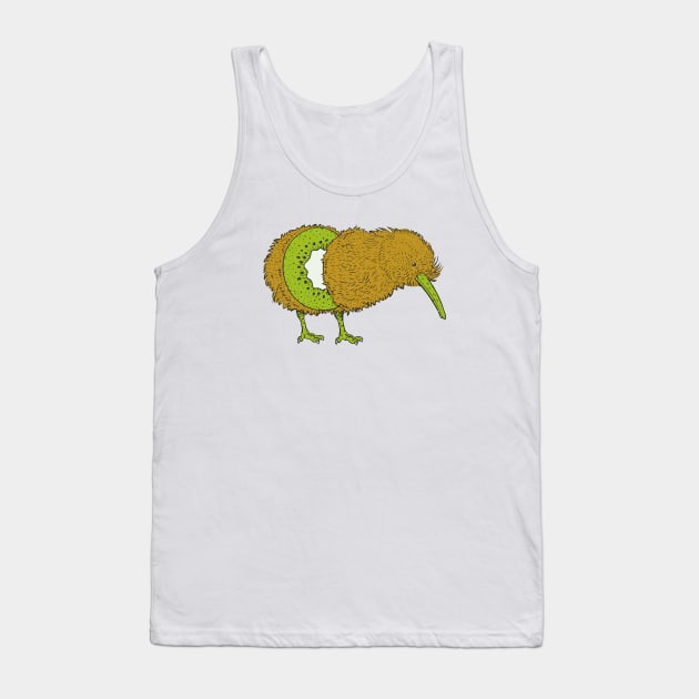 Funny Kiwi Bird Illustration // Kiwi Fruit Kiwi Bird Mashup Tank Top by SLAG_Creative